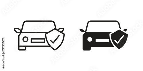 Auto insurance icon flat and thin stroke vector pack. Editable icons set