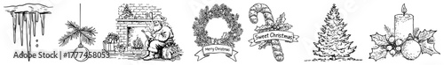 Christmas Vintage Sketch Collection Hand Drawn Holiday Doodles Vector Set