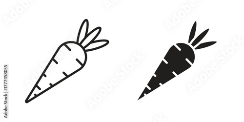 Carrot icon flat and thin stroke vector pack. Editable icons set
