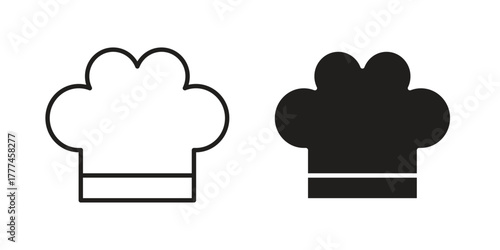 Chef hat icon flat and thin stroke vector pack. Editable icons set