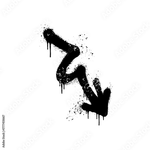 Wavy Zigzag Arrow Graffiti Spray Paint Tag Style with Overspray and Dripping Effect