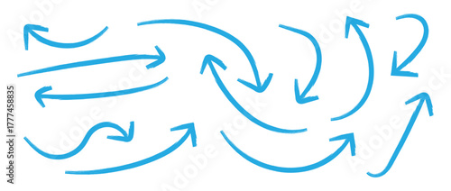 Set of Hand drawn vector arrows doodle on white background. design element vector illustration. Arrow mark icons. Arrow paint - stock vector.