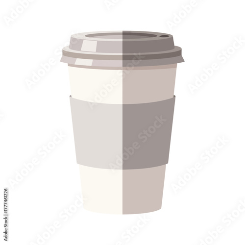 Enjoy a coffee break with this stylish paper cup on white background