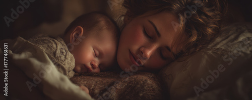 Mother baby sleeping close ...