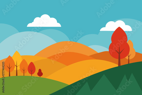 autumn hillside view vector background