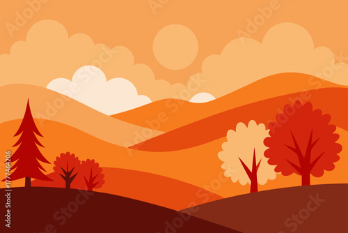 autumn horizon view vector background