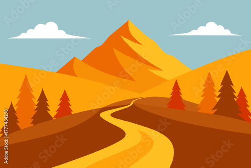 autumn mountain trail vector background