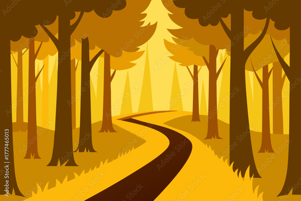 Fototapeta premium golden forest path vector background