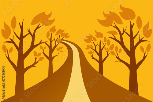 golden tree lane vector background