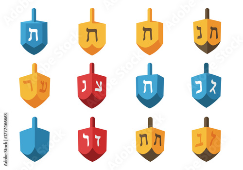 Colorful Dreidels for Hanukkah A Festive Collection of Traditional Spinning Tops
