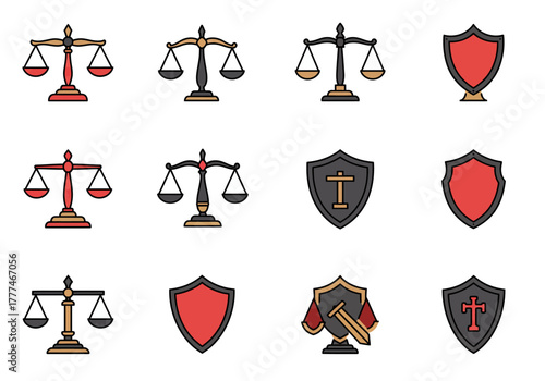 Balance and Justice Scales, Shields, and Symbolic Representations of Law and Order