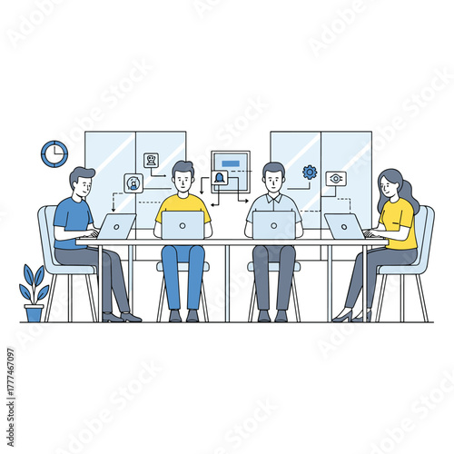 Coworking Space and Collaboration Vector Illustration