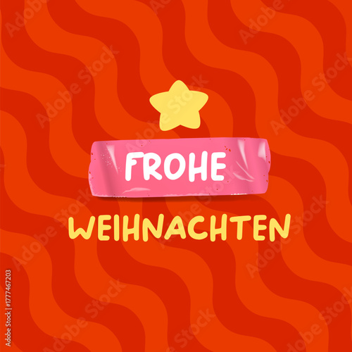 Frohe weihnachten Merry Christmas in German quote red square banner vector design, creative holiday typography, modern festive graphic for cards, invitations, social media banners, and decorations.