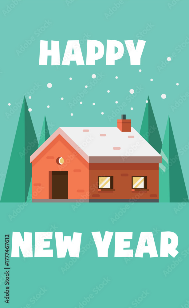 Fototapeta premium Abstract New Year vertical postcard template - Vector illustration
