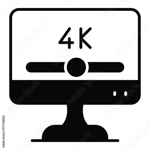 4K Video Icon for Ultra HD Streaming and Media Design