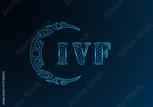 Low poly letter logo IVF design. IVF letter logo low poly vector design on blue color gradient background. IVF logo low poly design