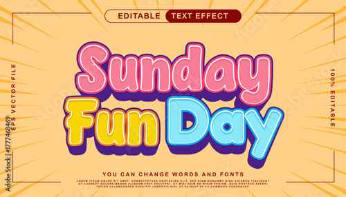 Playful text effect design for Sunday Fun Day greetings