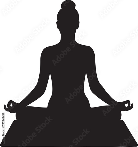 Meditation on Mat Vector Silhouette