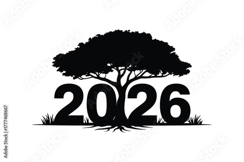 Illustration of a tree with the year 2026, symbolizing growth and future prospects
