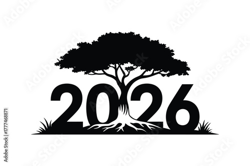 Illustration of a tree with the year 2026, symbolizing growth and future prospects