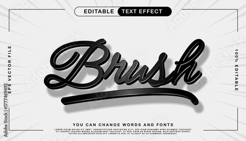 Brush Text Effect Editable Vector Illustration with Modern Typography Design