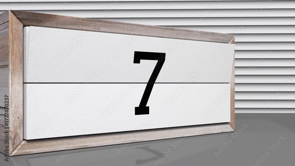 Wooden flip calendar changing days of a month from 1 to 31 - 3D 4k animation (3840x2160 px).