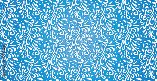 Abstract frosty patterns, panoramic blue and white web pattern background - Vector illustration