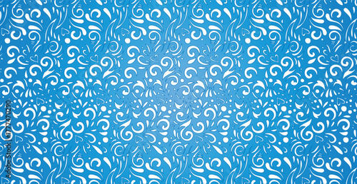 Abstract frosty patterns, panoramic blue and white web pattern background - Vector illustration
