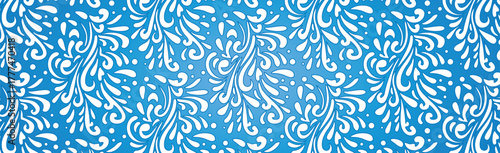 Abstract frosty patterns, panoramic blue and white web pattern background - Vector illustration