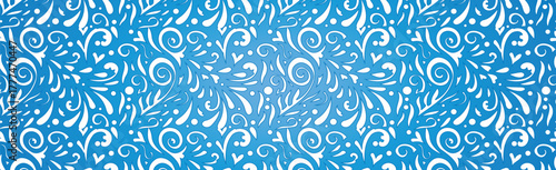 Abstract frosty patterns, panoramic blue and white web pattern background - Vector illustration
