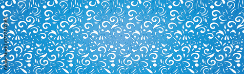 Abstract frosty patterns, panoramic blue and white web pattern background - Vector illustration