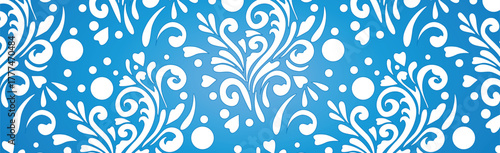 Abstract frosty patterns, panoramic blue and white web pattern background - Vector illustration