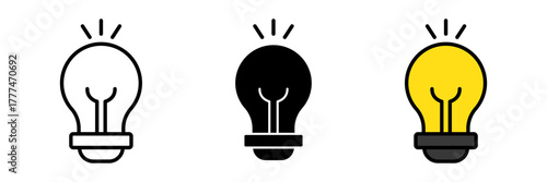 A modern flat-style business idea light bulb icon in colored, filled, and stroke design. Represents creativity, innovation, and inspiration in business and startup concepts.