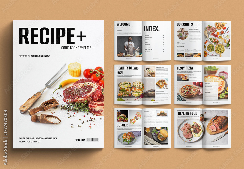 Cookbook Template Recipe Book Design Layout Stock Template | Adobe Stock