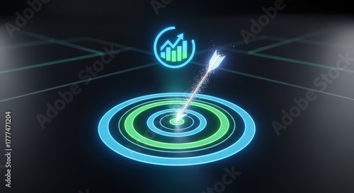 Vivid neon scoring on digital grid, Accurate datadriven visuals for marketing campaigns