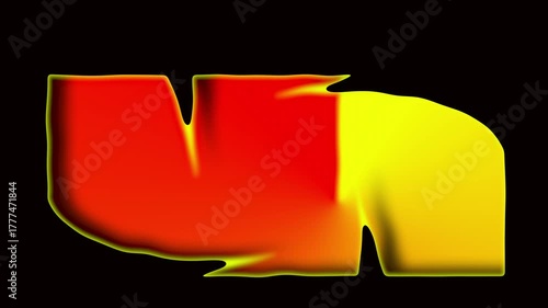 Red and yellow glossy 3D forms moving dynamically over black backdrop