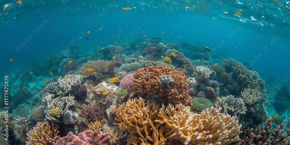 Fototapeta premium Vibrant Coral Reef with Colorful Fish