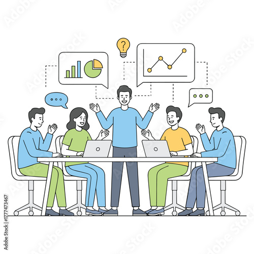 Team Collaboration and Idea Generation Vector Illustration