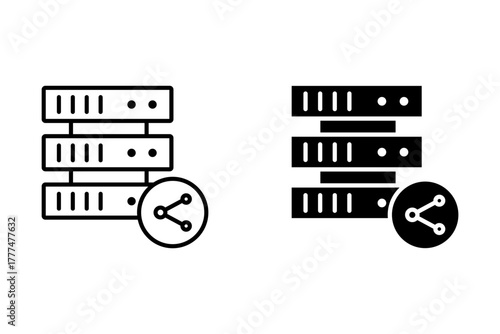 Share Server and database icon concept on white background
