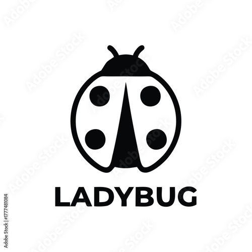 Simple Vector Silhouette Ladybug / Ladybird Icon - Good Luck and Nature Logo Graphic