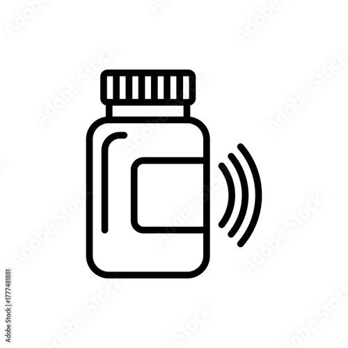 Pill Bottle with Wi-Fi Signal for Smart Pharmacy Line Icon
