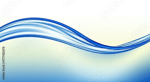 Fototapeta Naklejka Na Ścianę i Meble -  Blue Water Wave Abstract Background, Dynamic Flowing Effect with Blurred Light Gradient