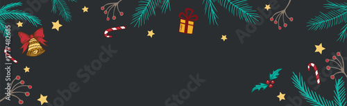 Dark Christmas background web chalon for advertising materials, postcards - Vector illustration