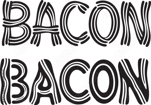 Hand drawn word bacon in a bold artistic font