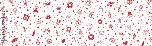 White festive panoramic Christmas background pattern - Vector illustration