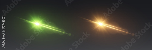 Lens flare effect with bright glowing beams.