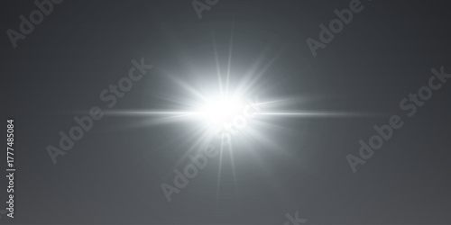 Realistic sunlight flare with shining beams and glow effect