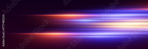 Neon light paths, the effect of moving light and lines.