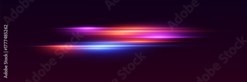 Neon light paths, the effect of moving light and lines.