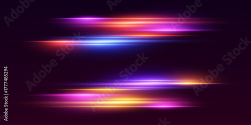 Neon light paths, the effect of moving light and lines.